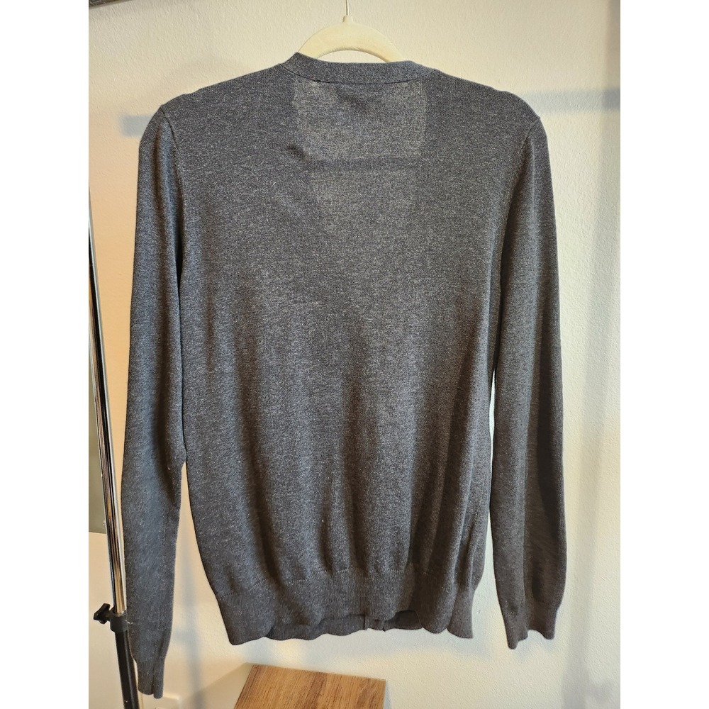 LOFT Women Gray Cardigan Sweater Sequin Embellished V Neck Button Front Size L - Picture 4 of 4